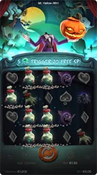Mr. Hallow-Jackpot! · Membaca simbol gulungan serta teks banner panduan bonus di bagian atas matriks.