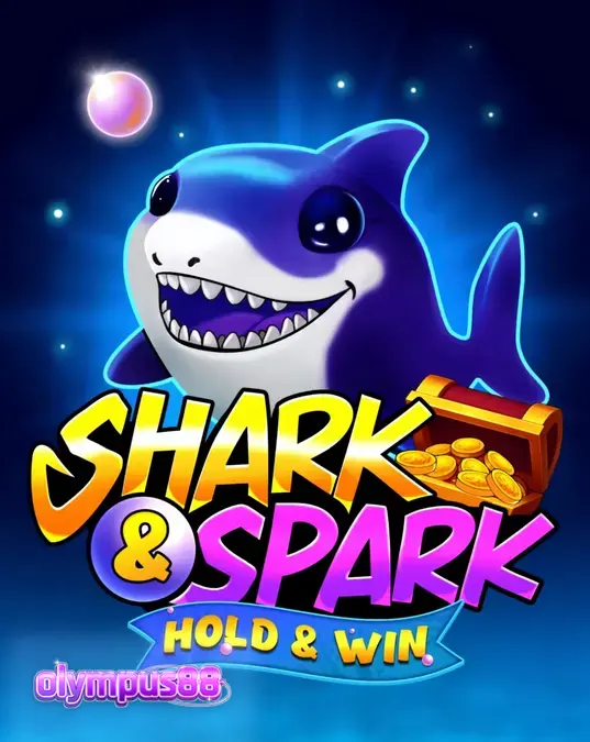 Little Shark menyambut pemain di slot Shark & Spark Hold & Win